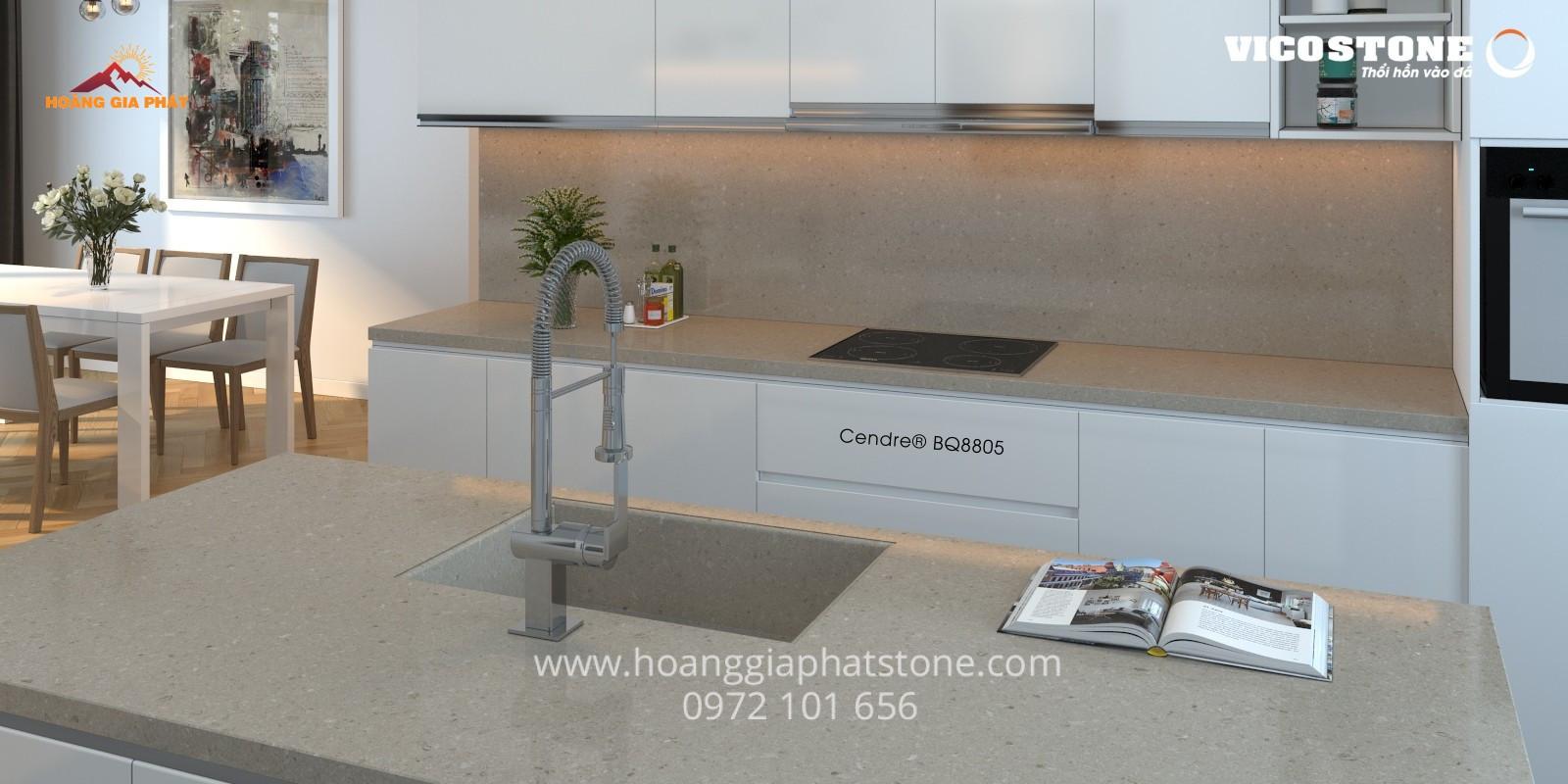 Đá Vicostone BQ8805 - Vật Liệu Lý Tưởng Cho Bàn Bếp Đẹp Mắt Và Bền Vững