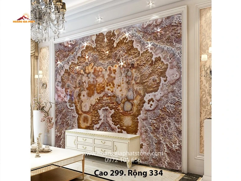 Tranh Đá xuyên sáng Onyx vân gỗ